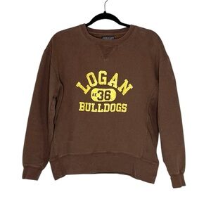 American Eagle Logan Bulldogs Field Crew Front and Back Brown Sweatshirt